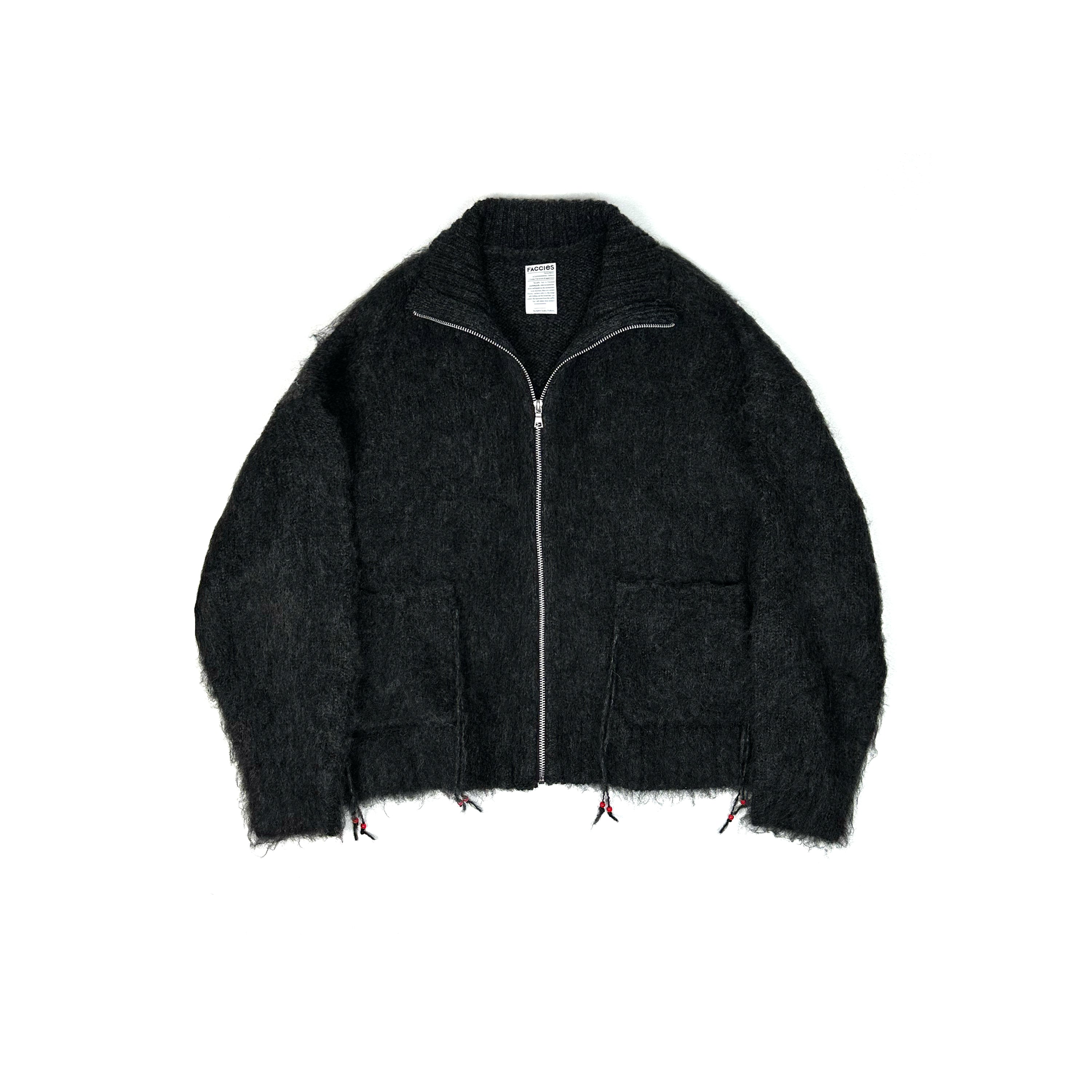 FACCIES -【SHAGGY DRIVERS KNIT JACKET(BLACK)】ファッチーズ