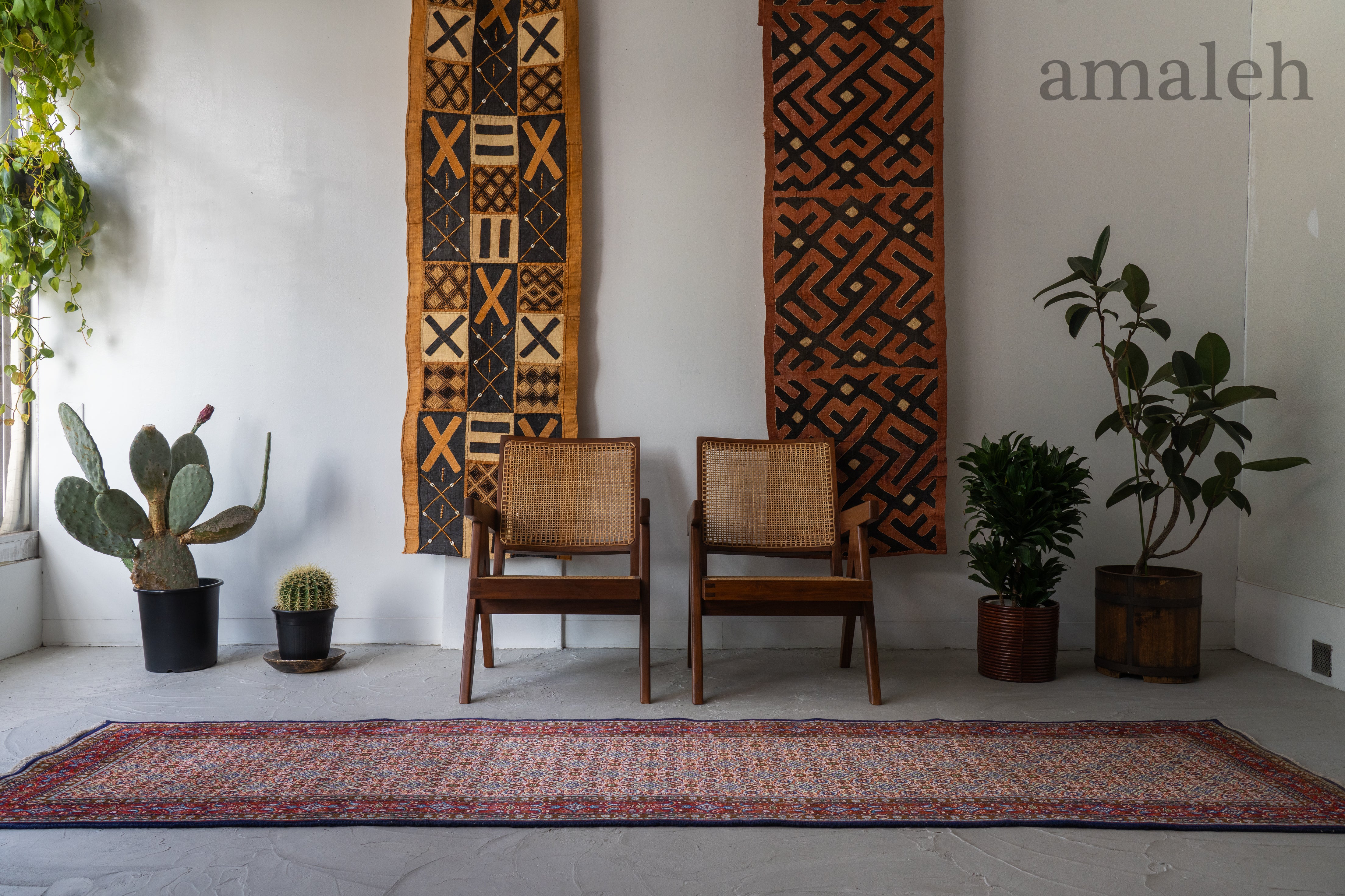 イラン産 1980年代 ペルシャ絨毯】手織り絨毯-アンティークラグ