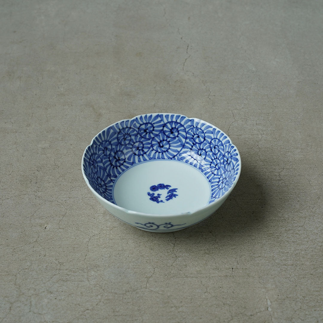 渓山窯 染付蛸唐草松竹梅5寸鉢(なます皿) - アメノイエ