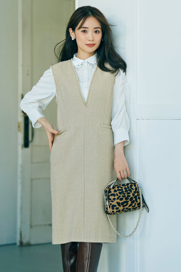 トレンド感高めな「ツイードジャンスカ」は何を合わせる？インナー選び