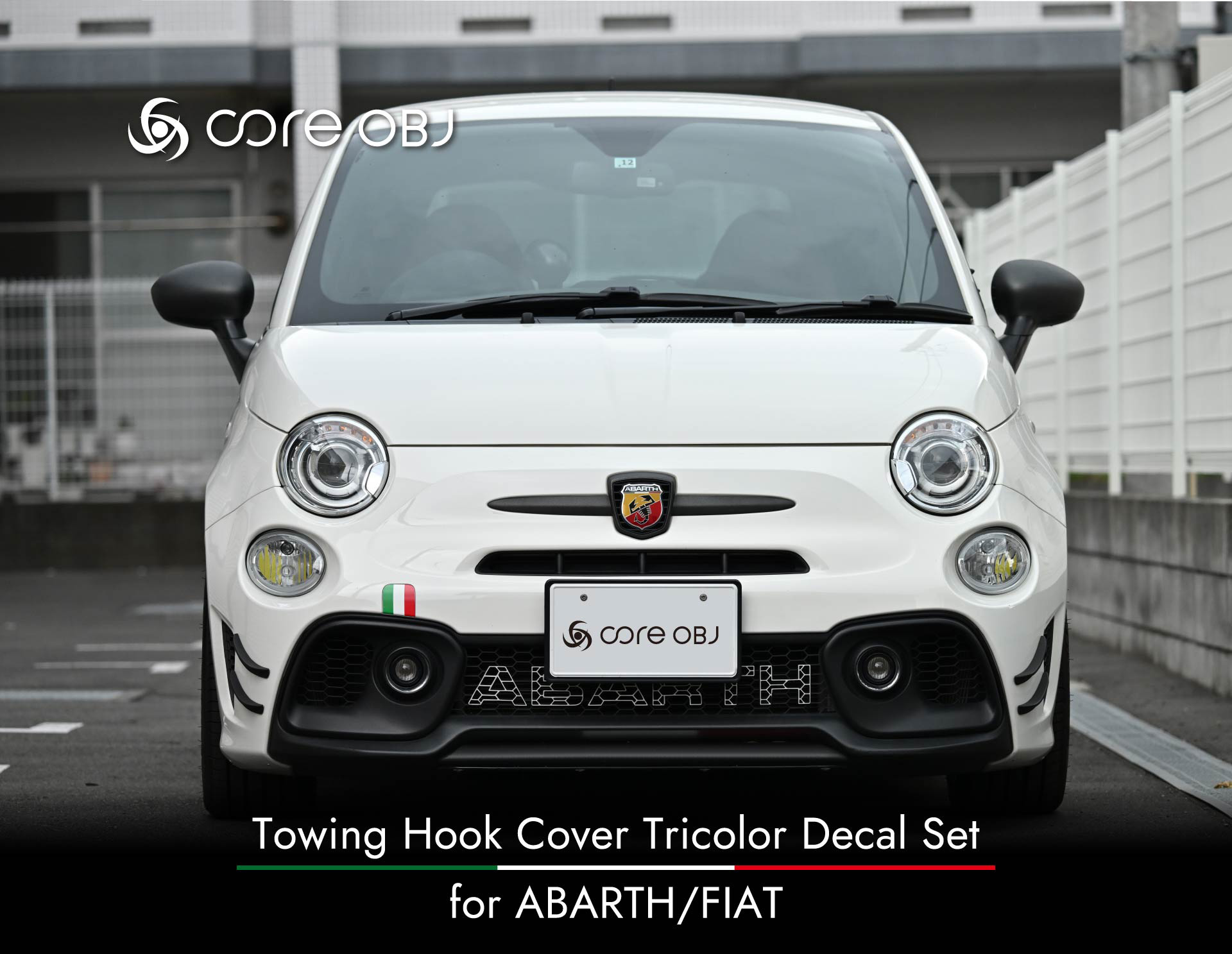 Towing Hook Cover Tricolor Decal Set for ABARTHは、ABARTH 595/695