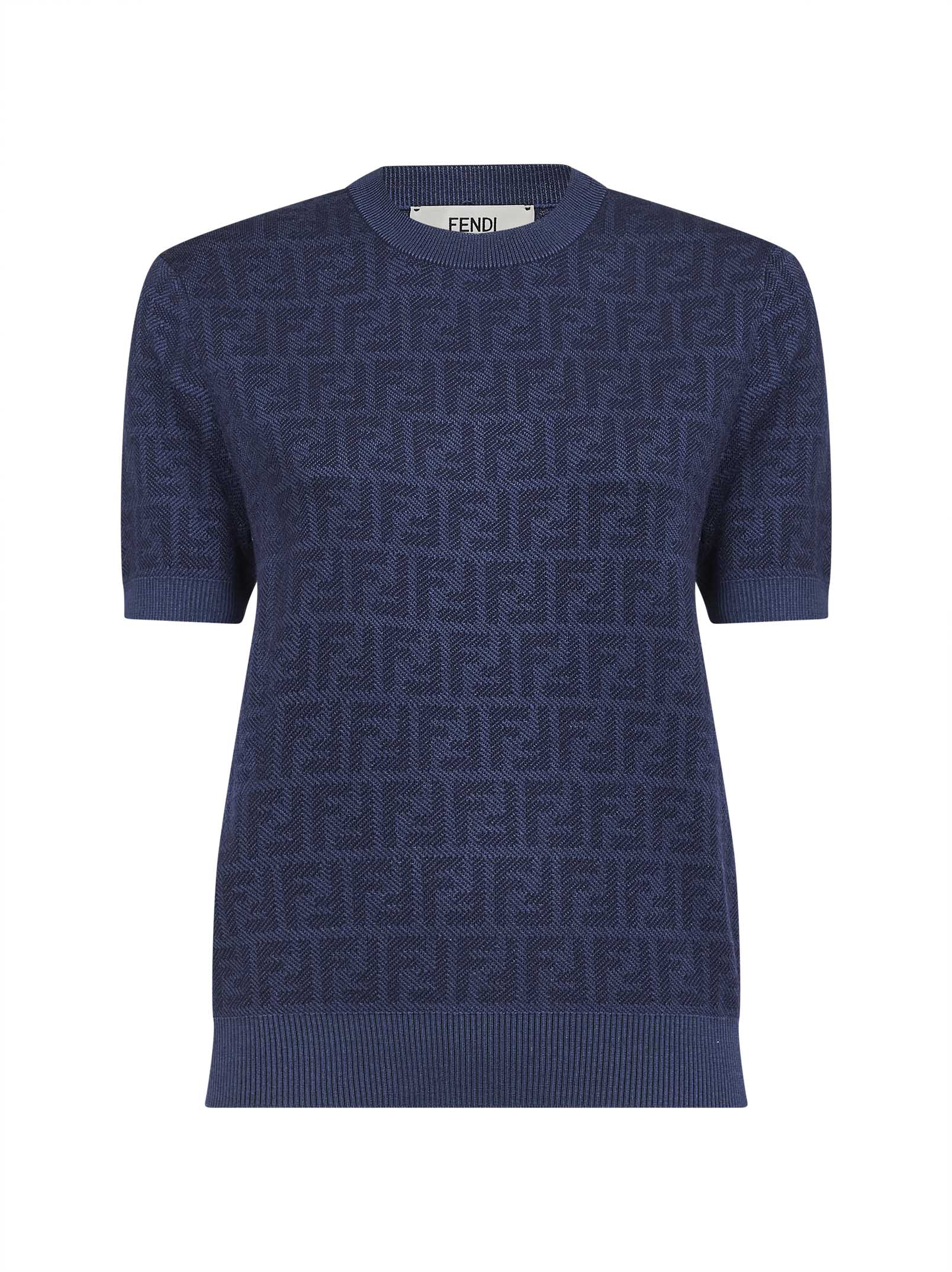 Denim blue FF wool crewneck jumper – Daniello.com