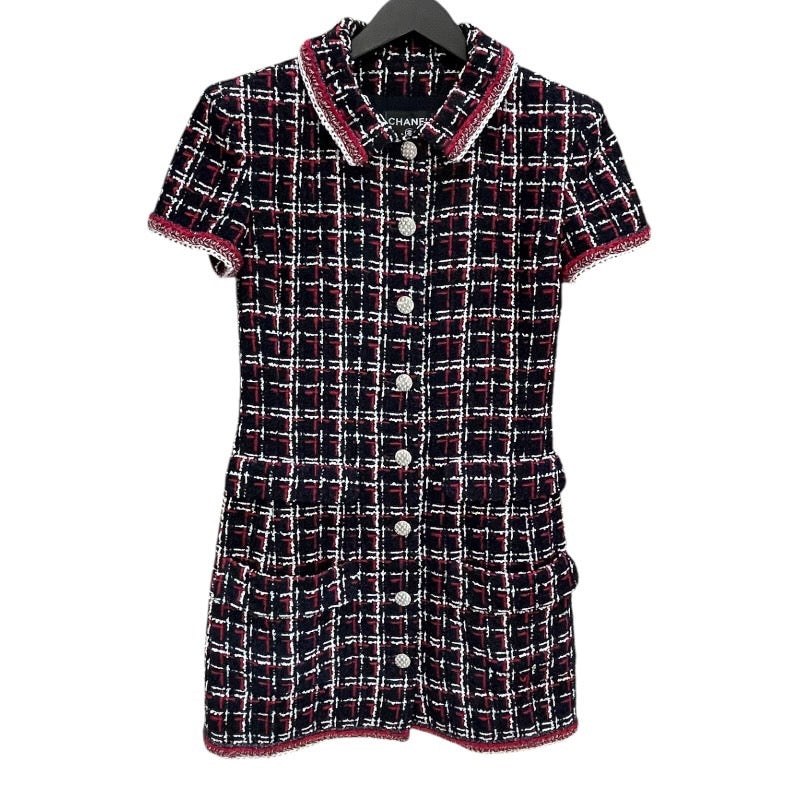 シャネル CHANEL メタルボタンツイードワンピース サイズ:36 P64002