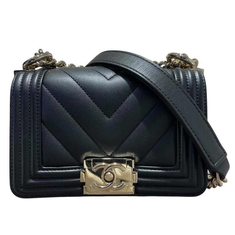 シャネル CHANEL ミニボーイシャネル15 Vステッチ A67364 ブラック/GD