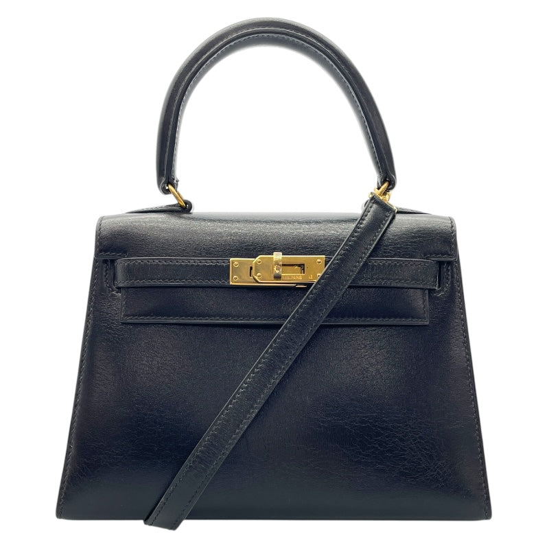 エルメス HERMES ミニケリー20 ○S刻 ブラック GD金具 ボックスカーフ