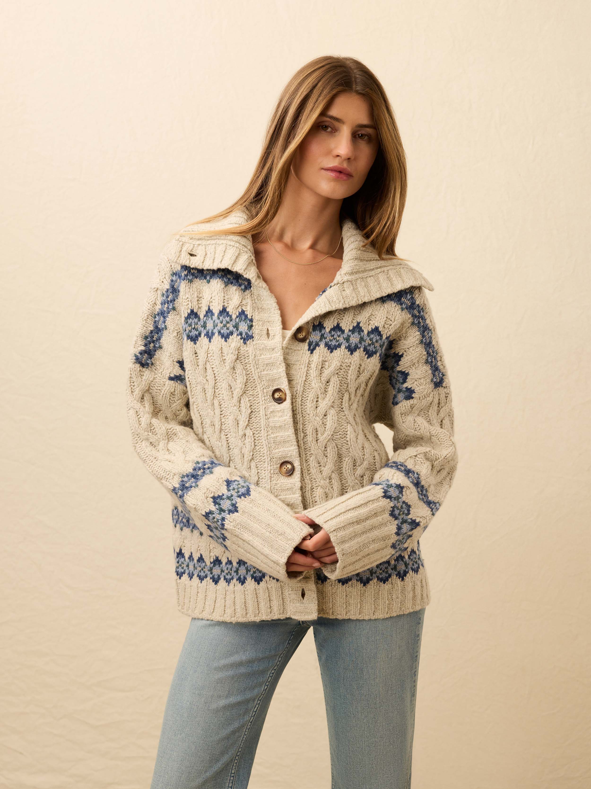 Highland Fairisle Cardigan - Lakeside Fairisle Snow | Faherty Brand