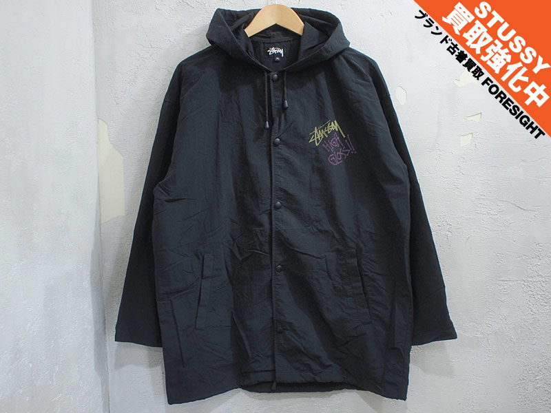 STUSSY 'HIGH GLOSS NYLON BENCH COAT'ナイロン ベンチコート