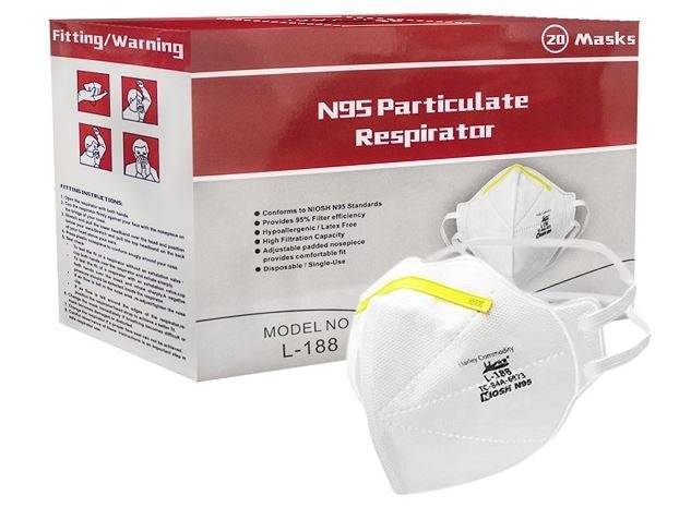 Harley L-188 N95 Particulate Respirator Flat-Fold Face Mask, NIOSH