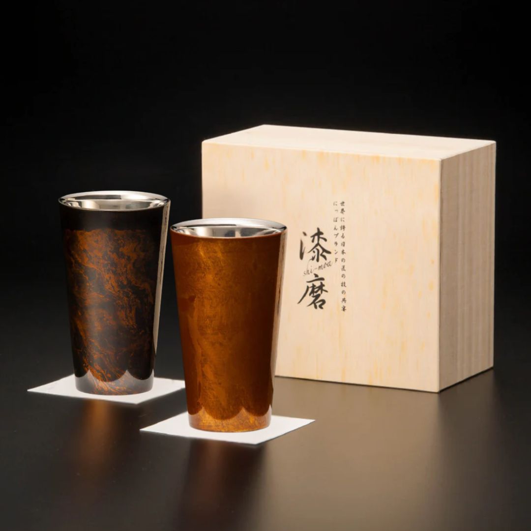 山中塗 カップ | 白檀 ストレート | 二重構造 黒×赤セット | ウチキ