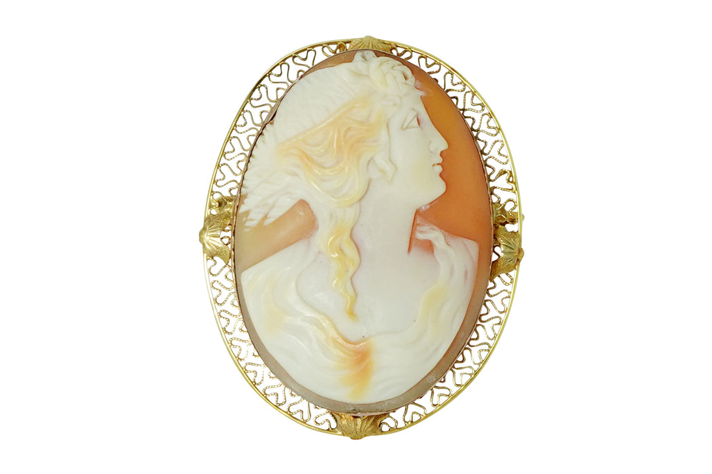 Shell K14/K18(バチカン）シェルカメオブローチ兼ペントップ (NO