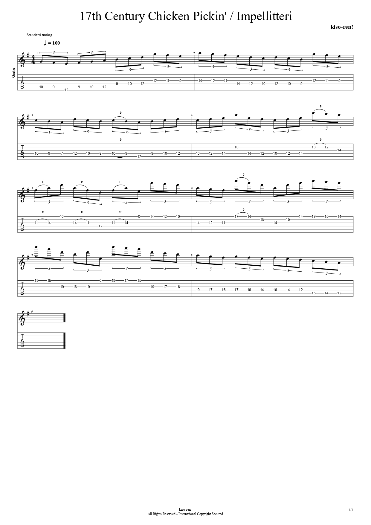 TAB】17th Century Chicken Pickin' / Impellitteri Guitar Lesson