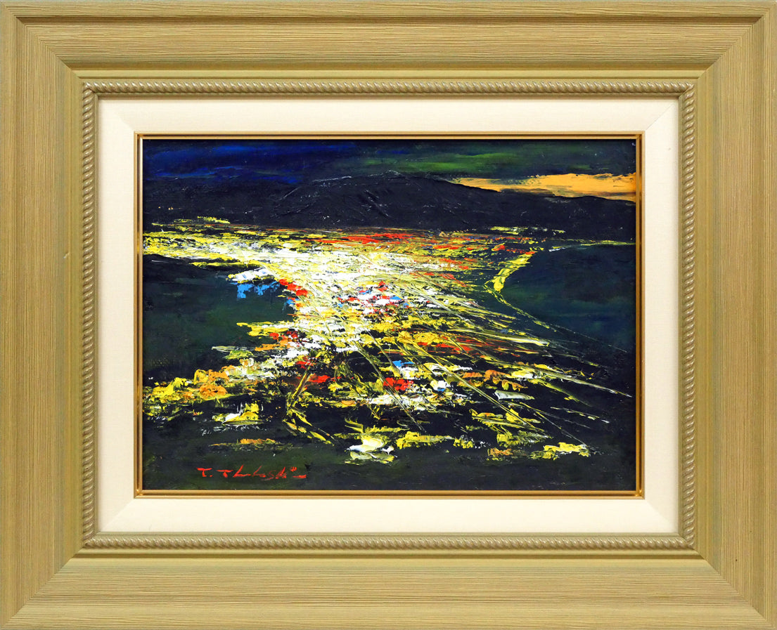 高橋哲夫「函館夜景」油絵・F4号 絵画買取・販売の小竹美術