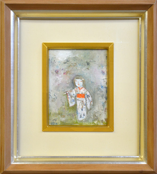 杢田たけを「少女」油絵・F0号 絵画買取・販売の小竹美術