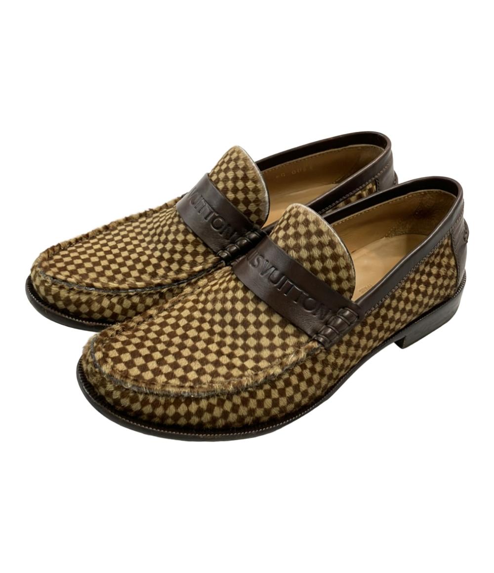 ルイ・ヴィトン ハラコ ローファー ダミエ柄 メンズ SIZE 6 1/2 (S