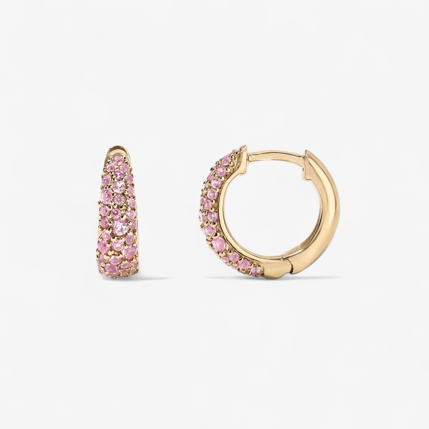 Madison Pink Sapphire Dome Huggies | Stephanie Gottlieb