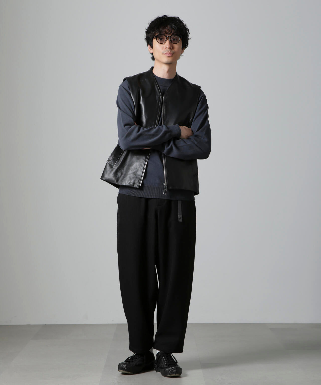 Lamb nappa ジップ レザー ジレ