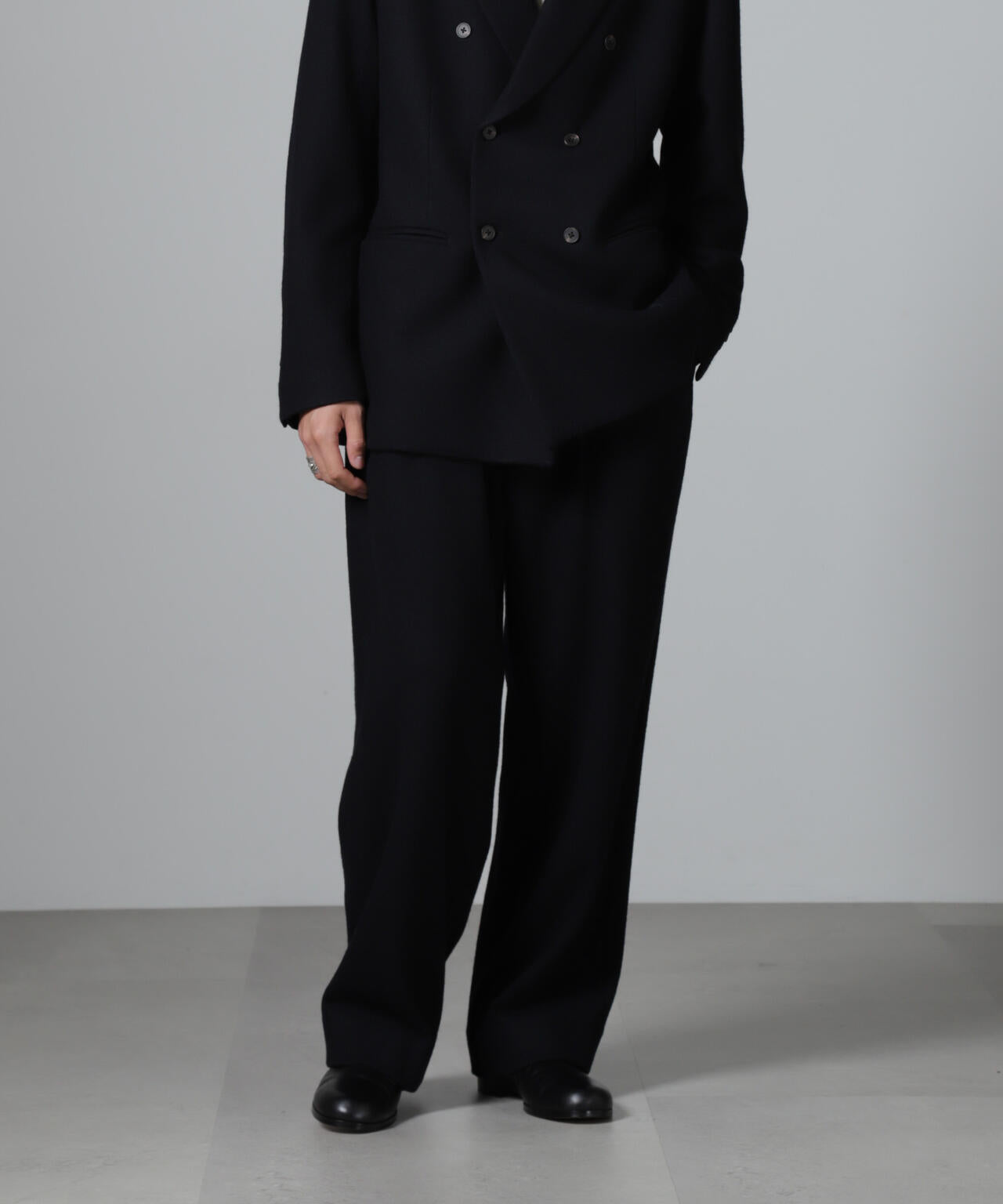 100% ウール 」 2タック ワイド パンツ