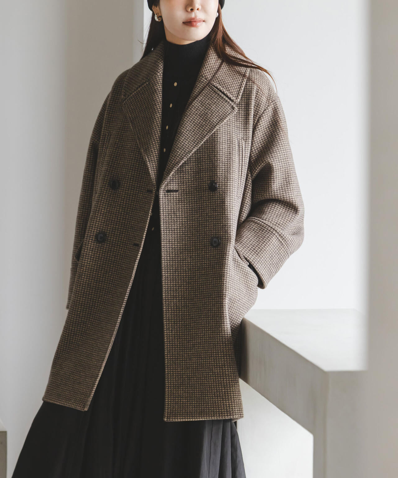 オーバーサイズ ポケット チェックコート