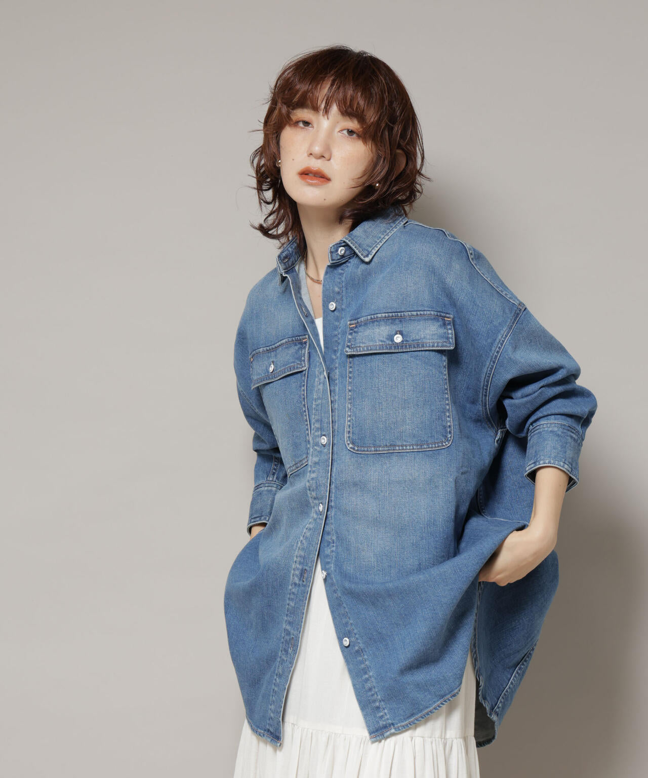 Healthy DENIM / Almond デニム ビッグシャツ