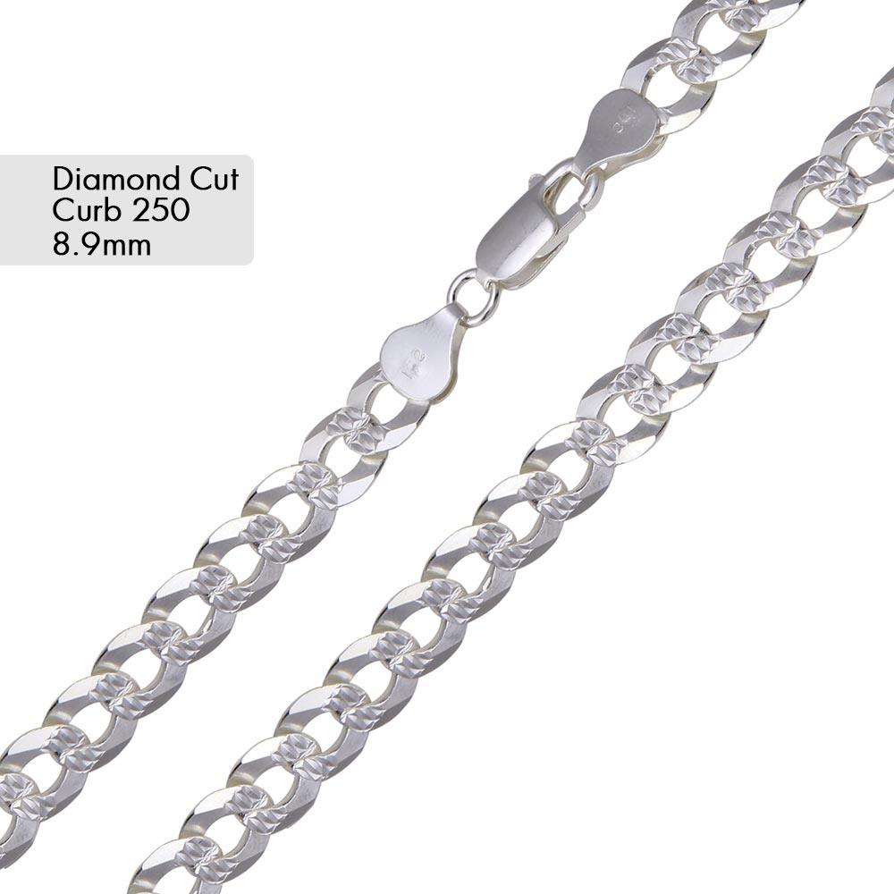 Curb 250 1 Side Diamond Cut 1 Side Plain Chain 8.9mm - CH633