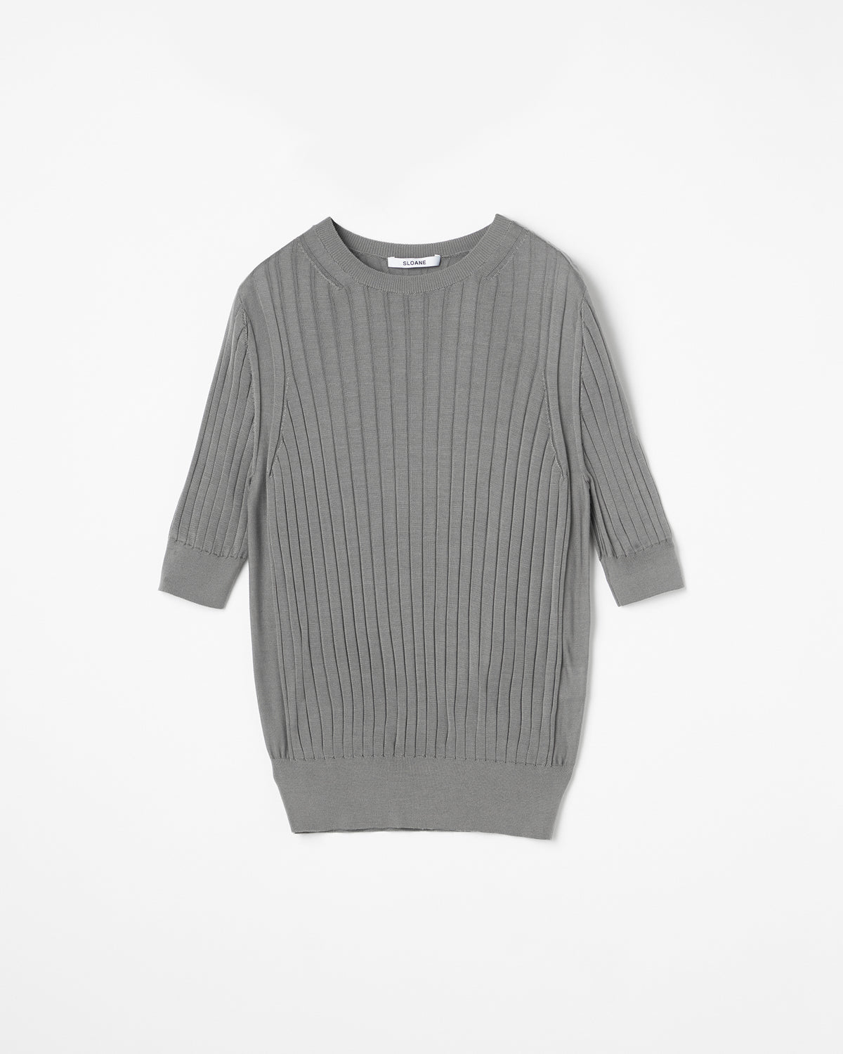 18Gワイドリブ シルク 5分袖クルーネック SL8S-586-S10