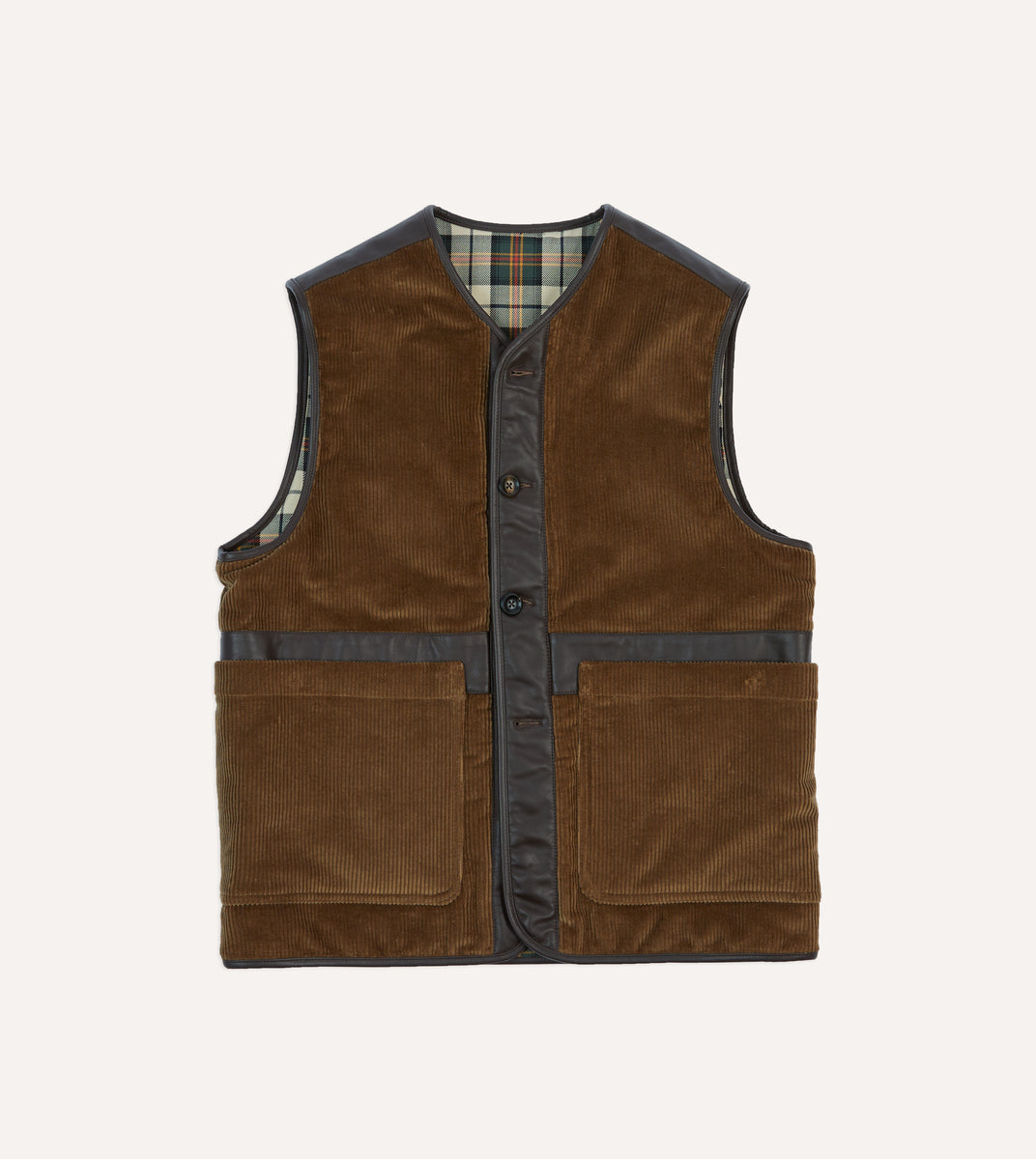Brown Corduroy Wadded Vest – Drakes US
