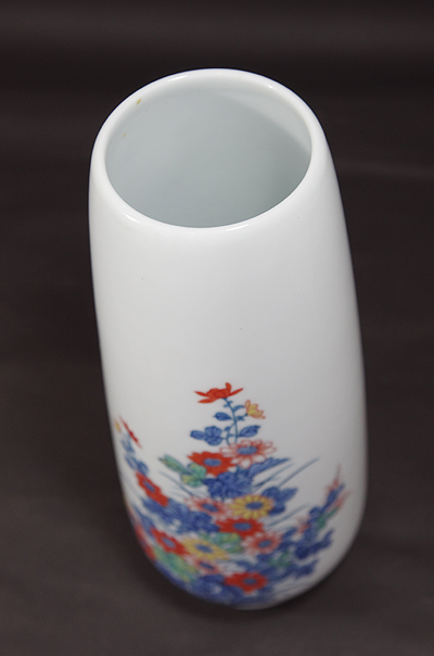 鍋島焼 岳山窯 染錦花瓶 【器道楽】