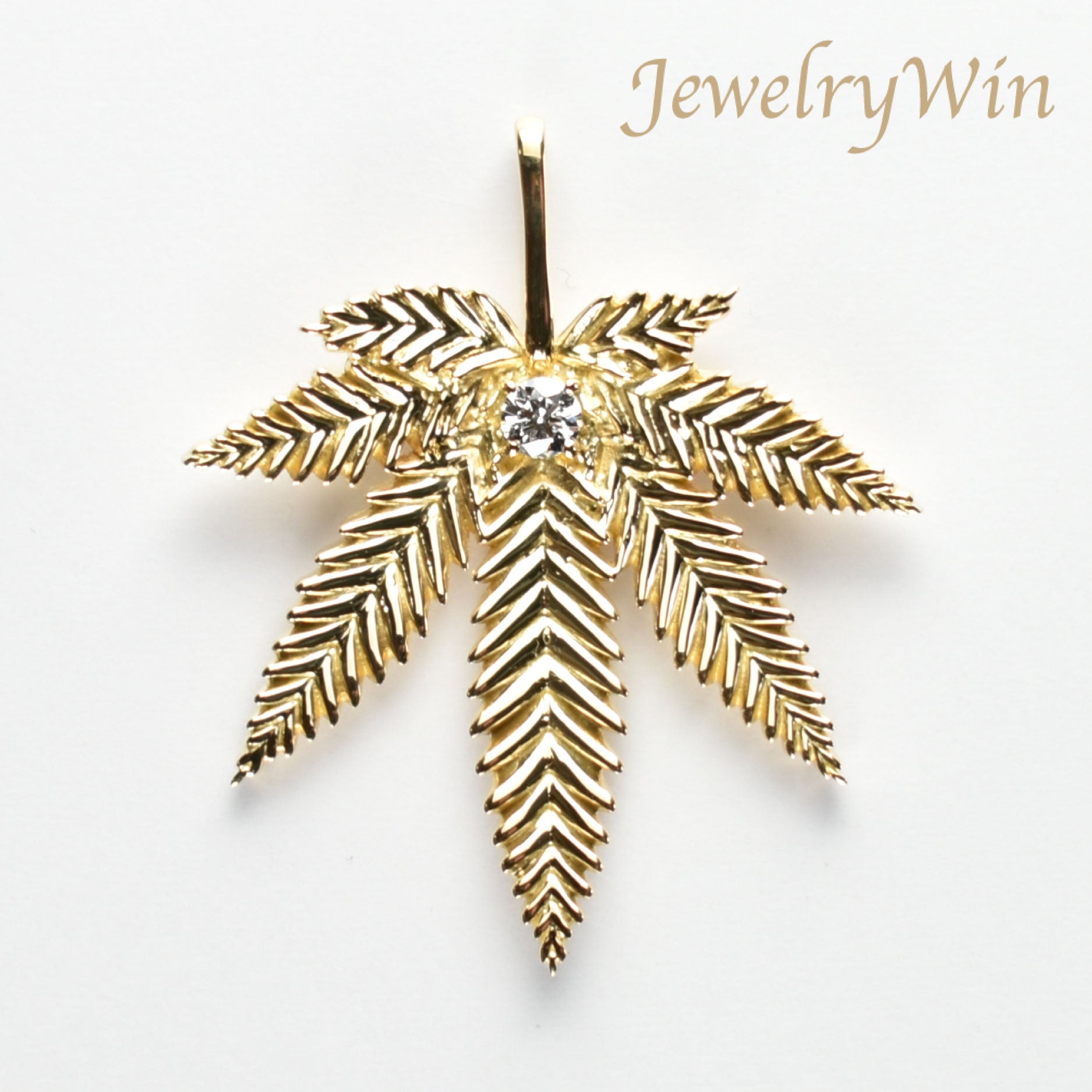 ペンダントトップ 大麻草 K18 ダイヤモンド付 (Type-OT)