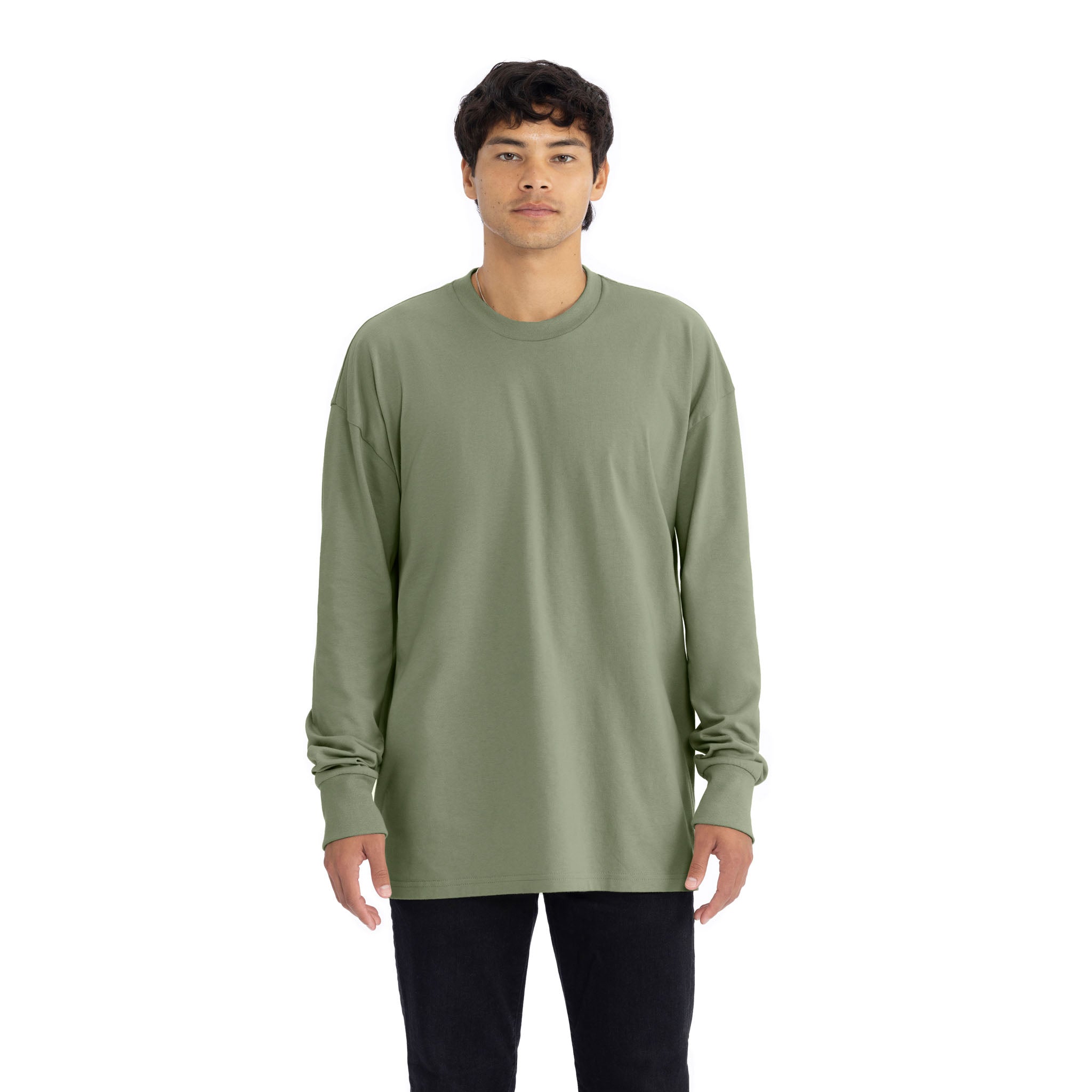 Heavyweight Cotton Long Sleeve T-Shirt - Light Olive | 7211