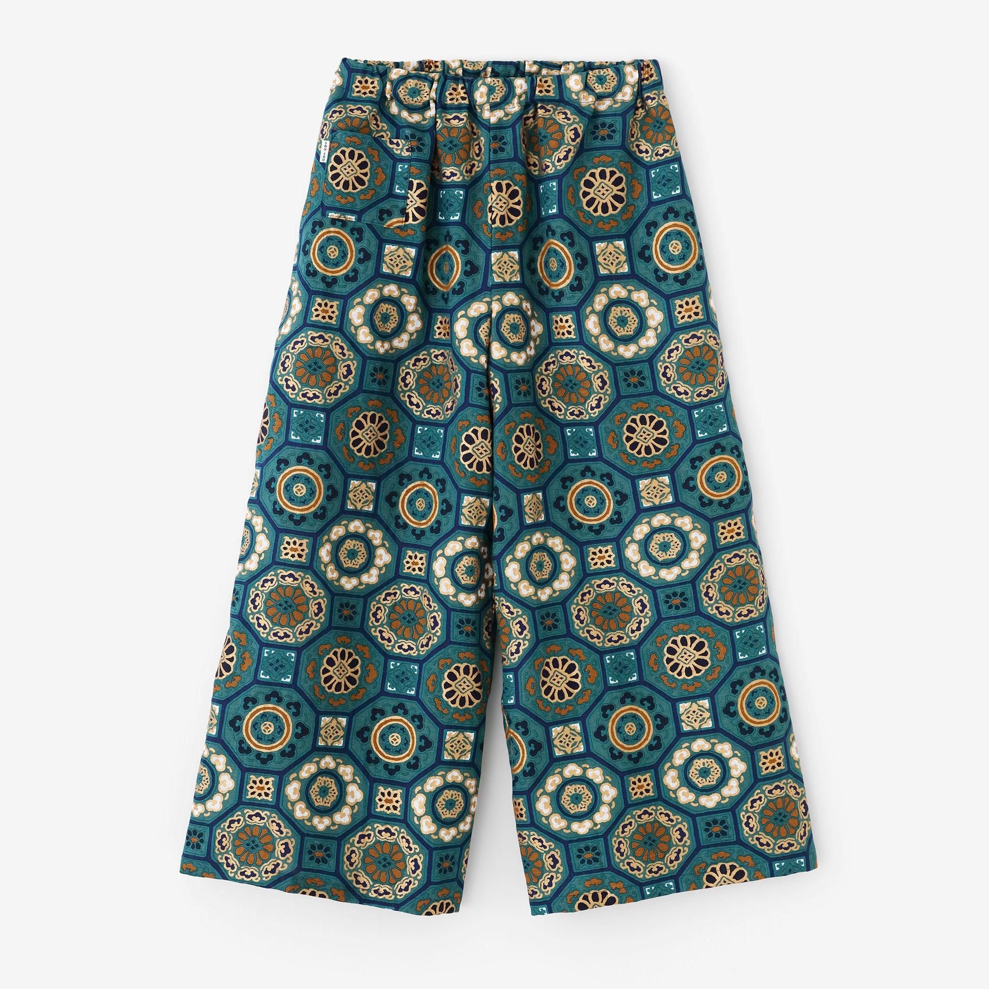 麻 広形（ひろなり）もんぺ／華麗（かれい ） 緑玉色（りょくぎょくいろ）