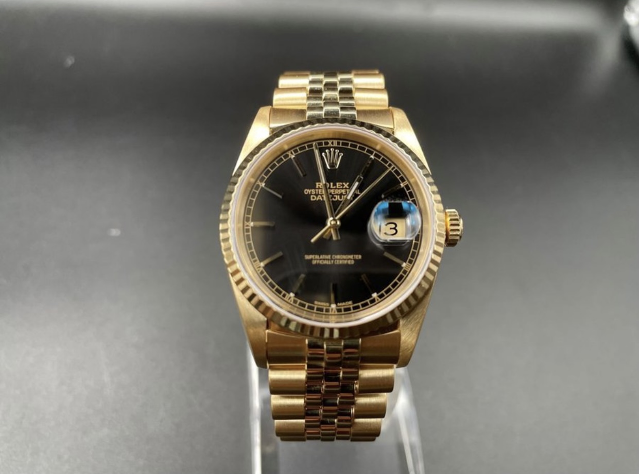 ROLEX ロレックス 18KYG デイトジャスト 16238 R番 ブラック文字盤 金