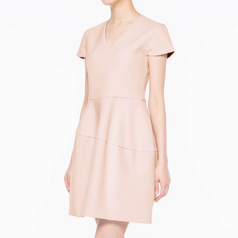 YOKOCHAN（ヨーコチャン）ハーフスリーブVネックドレス-ドレス