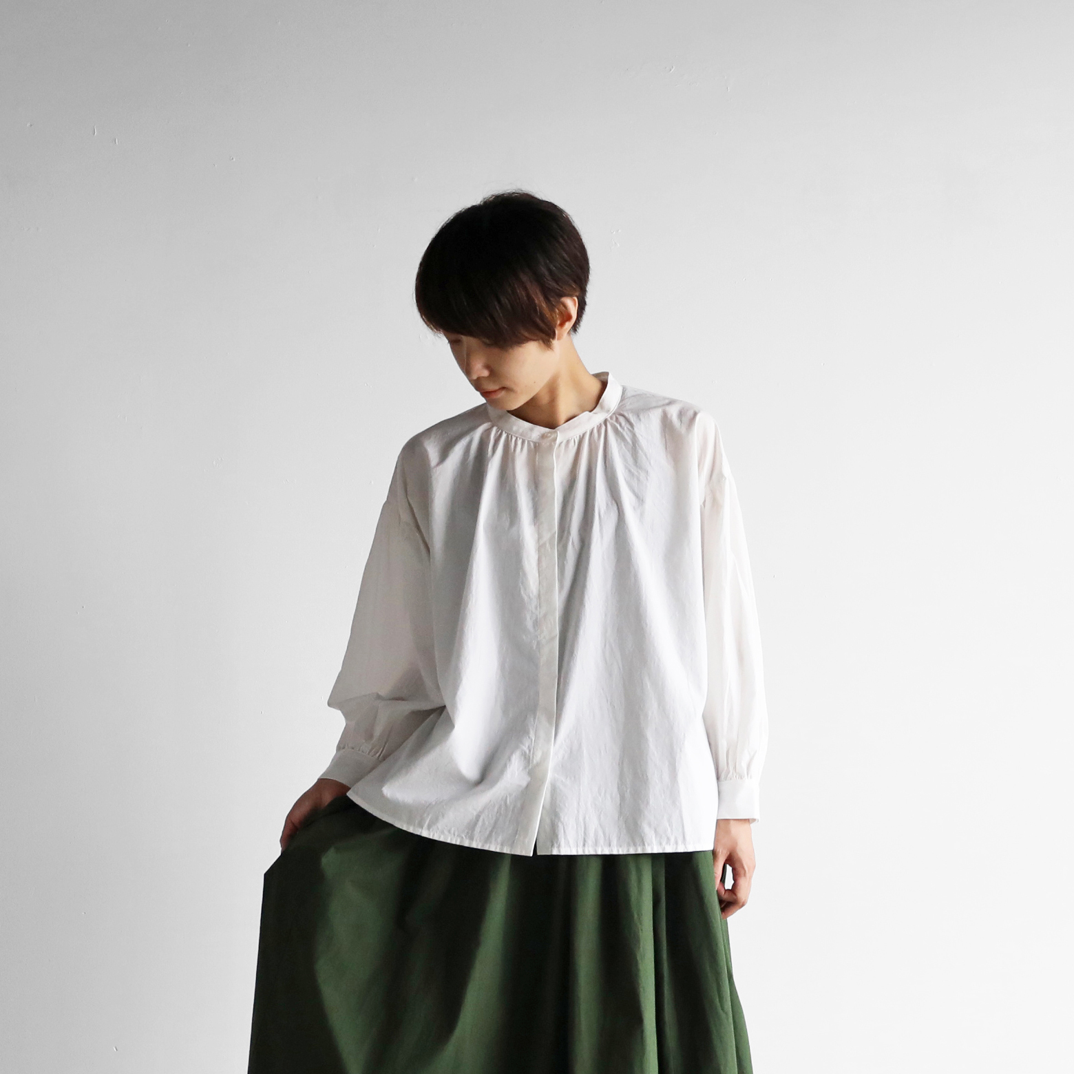 オーガニックコットンバルーンスリーブワイドブラウス U106が再入荷