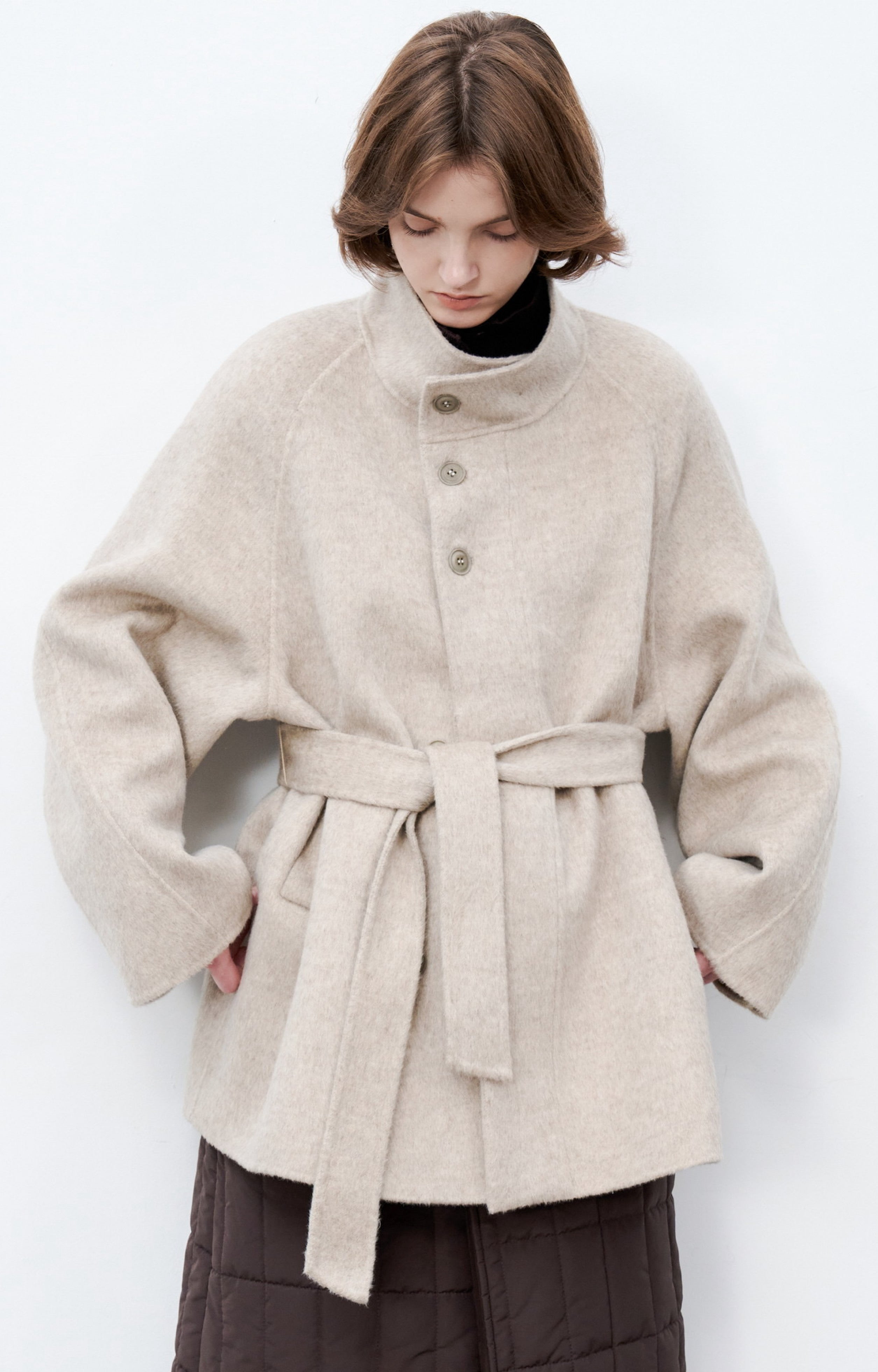 FEATHER WOOL MIDI COAT / フェザーウールミドルコート