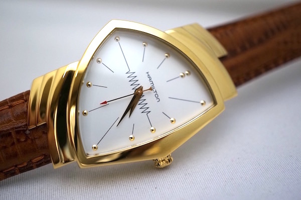 ☆HAMILTON☆ベンチュラ純正/クロコダイル型押しベルト(ゴールド