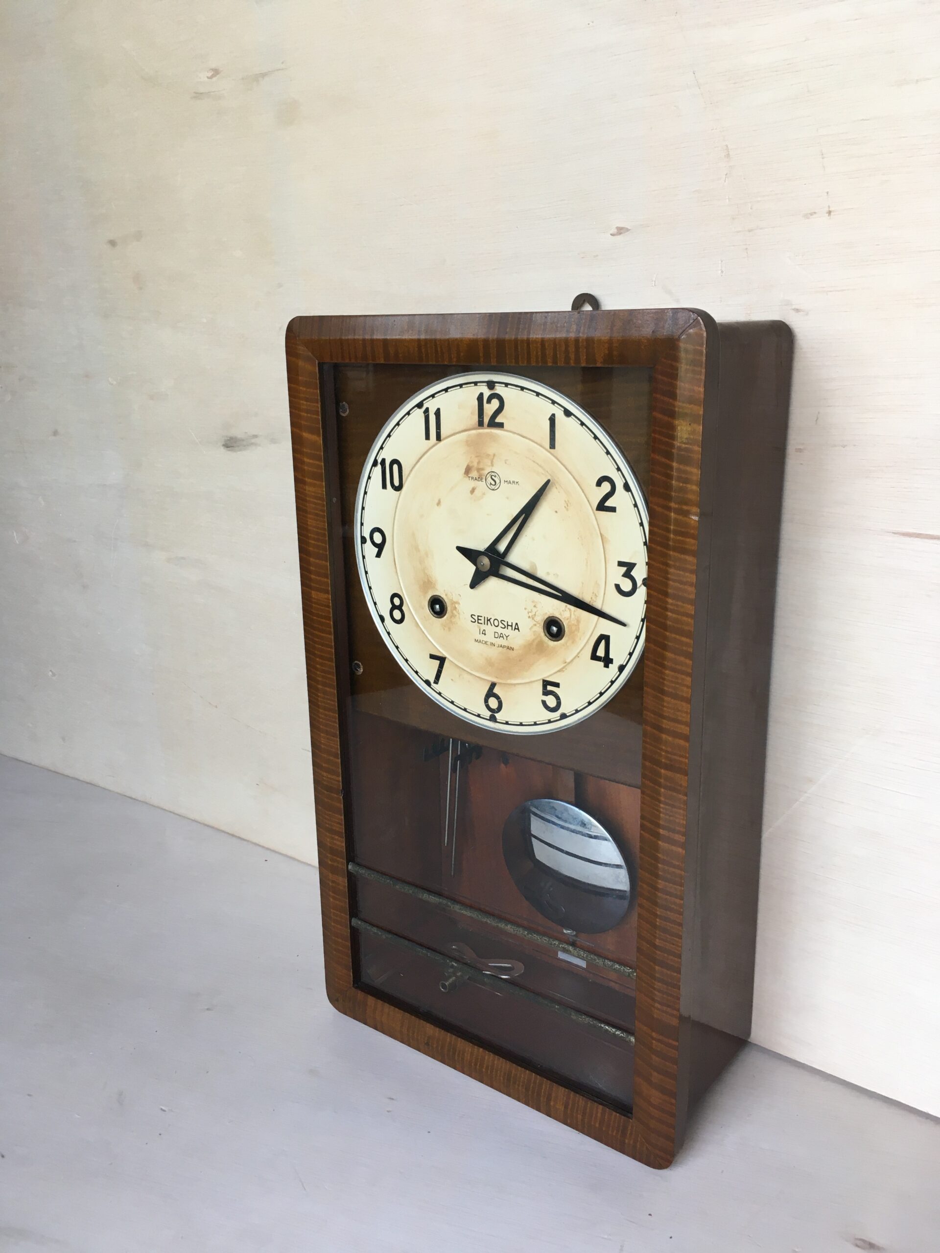SEIKOSHAのヴィンテージ振り子時計 高41×幅23.5×奥11cm 木製 掛け時計