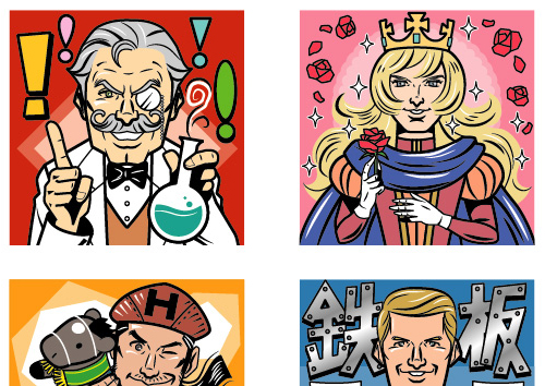 キャラクターや似顔絵のイラスト・実績サンプル | Products 04 Faces