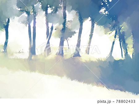 幻想的な青い水彩の風景画の散歩道のイラスト素材 [78802433] - PIXTA