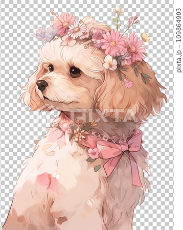花冠を被ったトイプードル /AI生成のイラスト素材 [109864903] - PIXTA