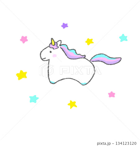 落書き風のかわいいユニコーン(馬)のイラスト素材 [134123120] - PIXTA