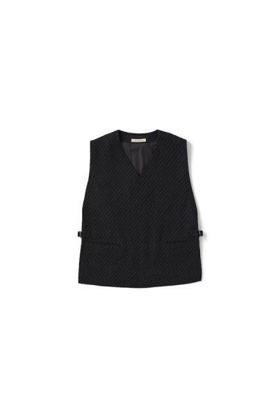 TIGHT / SLIT-SIDE GENTS VEST TWILL (BLACK)