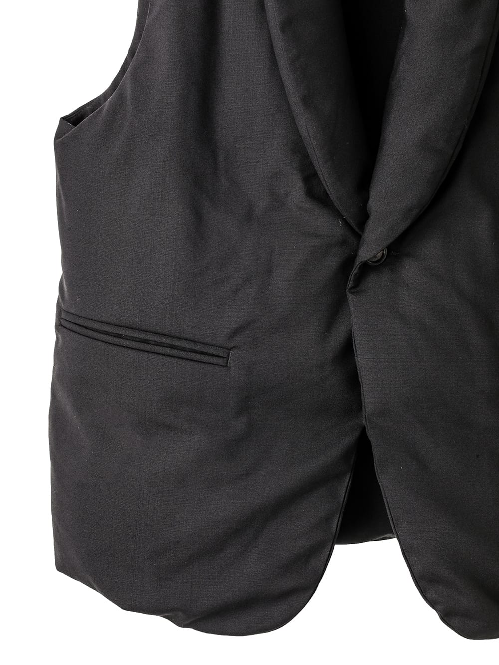 sj.0022AW25-black ショールカラーダウンベスト The Black-and-White