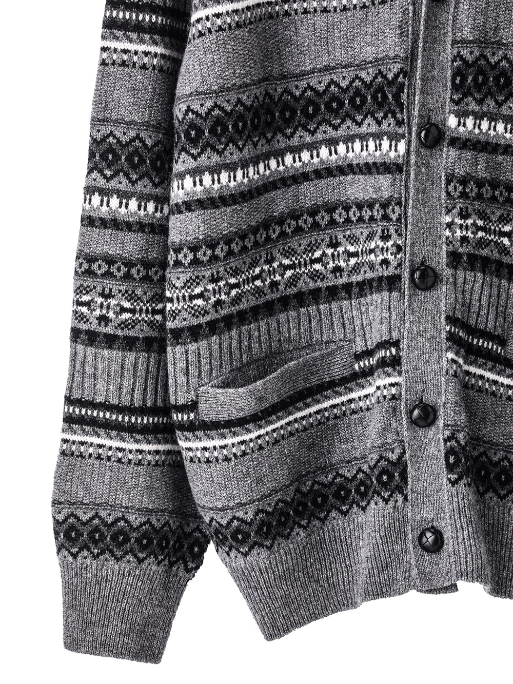 sk.0012AW25-gray mono フェアアイルVネックカーディガン The Black