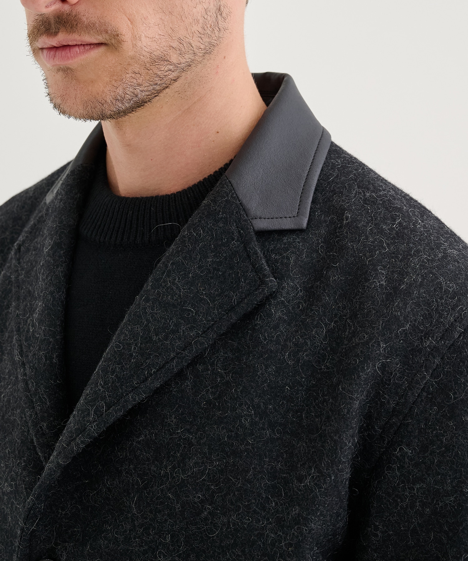 LEATHER -COLLAR JACKET | IRENISA