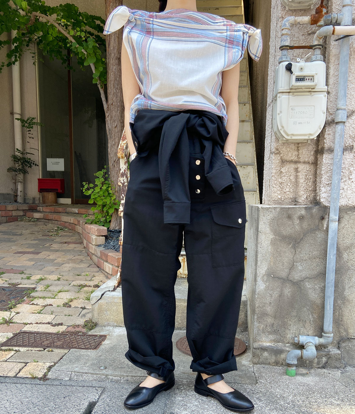 FUMIKA_UCHIDA/HANDKERCHIEF PULLOVER TOP(SAX PLAID)