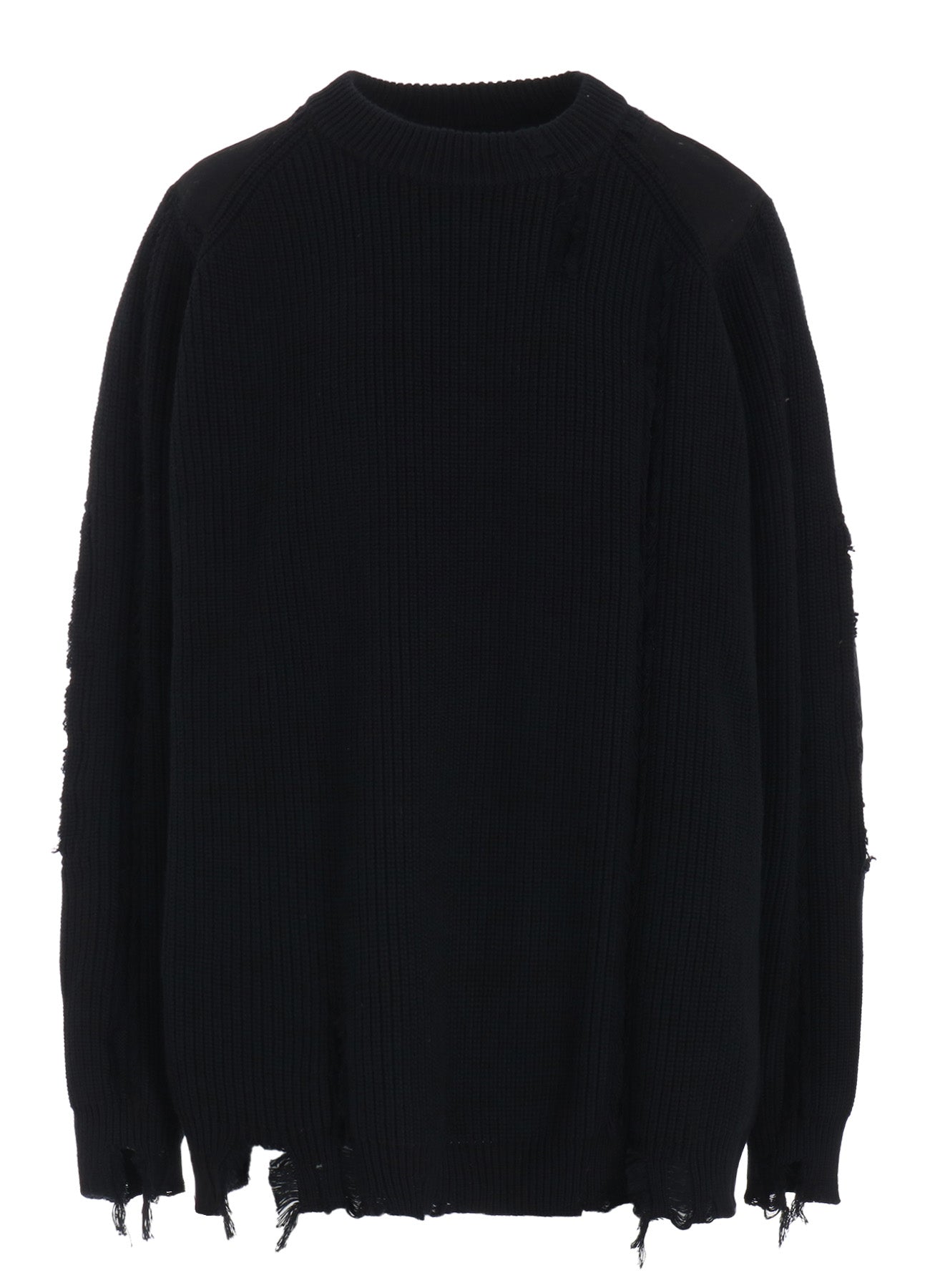 COTTON CREWNECK DISTRESSED KNIT PULLOVER – THE SHOP YOHJI YAMAMOTO