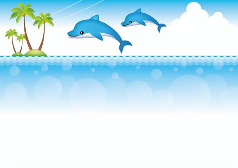 イルカの泳ぐ海の背景イラスト - No: 491276｜無料イラスト・フリー