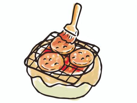 手焼き_煎餅_せんべい_米菓_和風_彩イラスト - No: 1919106｜無料