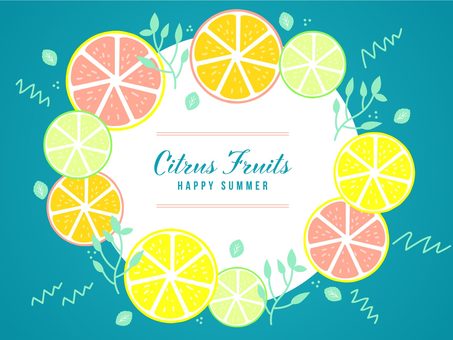 レモン・ライム・グレープフルーツフレームイラスト - No: 2508342