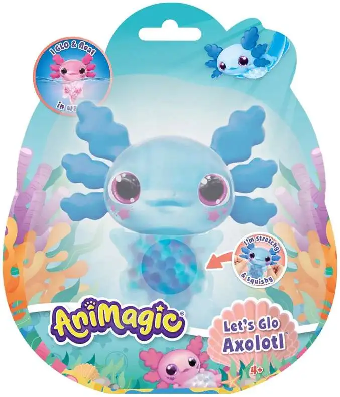 Animagic Lets Glo Axolotl BLUE Figure Floats Glows in Water